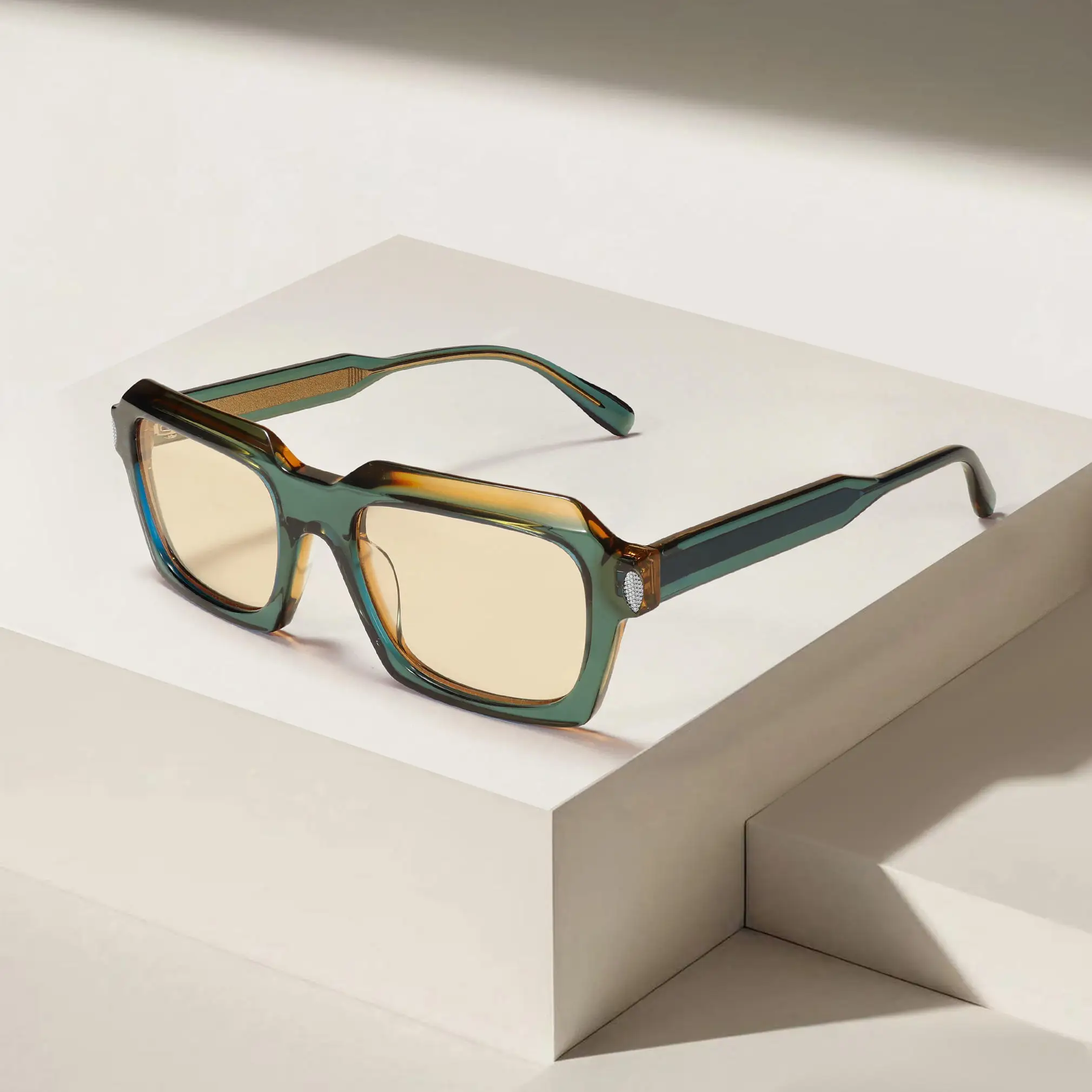 VZONE Colorful Acetate Sunglasses Vintage Rivet Rectangle Frame UV400 Non Polarized Unisex Retro Designer Sun Glasses