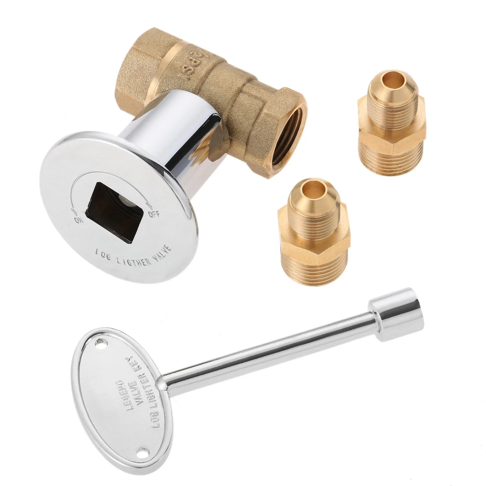 1 conjunto de 1/2 polegadas em linha reta quarto-turn gás shut-off válvula kit com cromo flange, chave de 3 polegadas e 3/8 masculino flare x 1/2 npt encaixes
