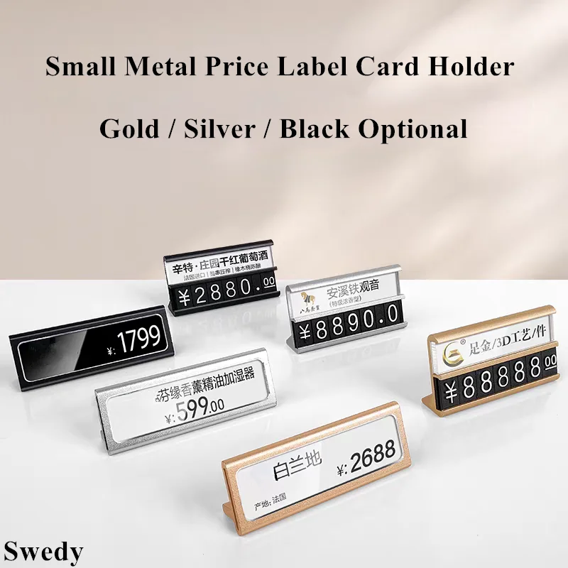 

Aluminum Price Label Card Tags Small Table Sign Holder Display Stand Adjust Number Price Cube Tags Jewelry Pricing Holder