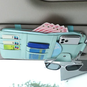HSR-Carro Sun Target Organizer, car accessories, sunglass, pen, card, small document, storage bag, support, leather PU, multi-Bullet, Wit 10 Main Sales Car Document Door - №4