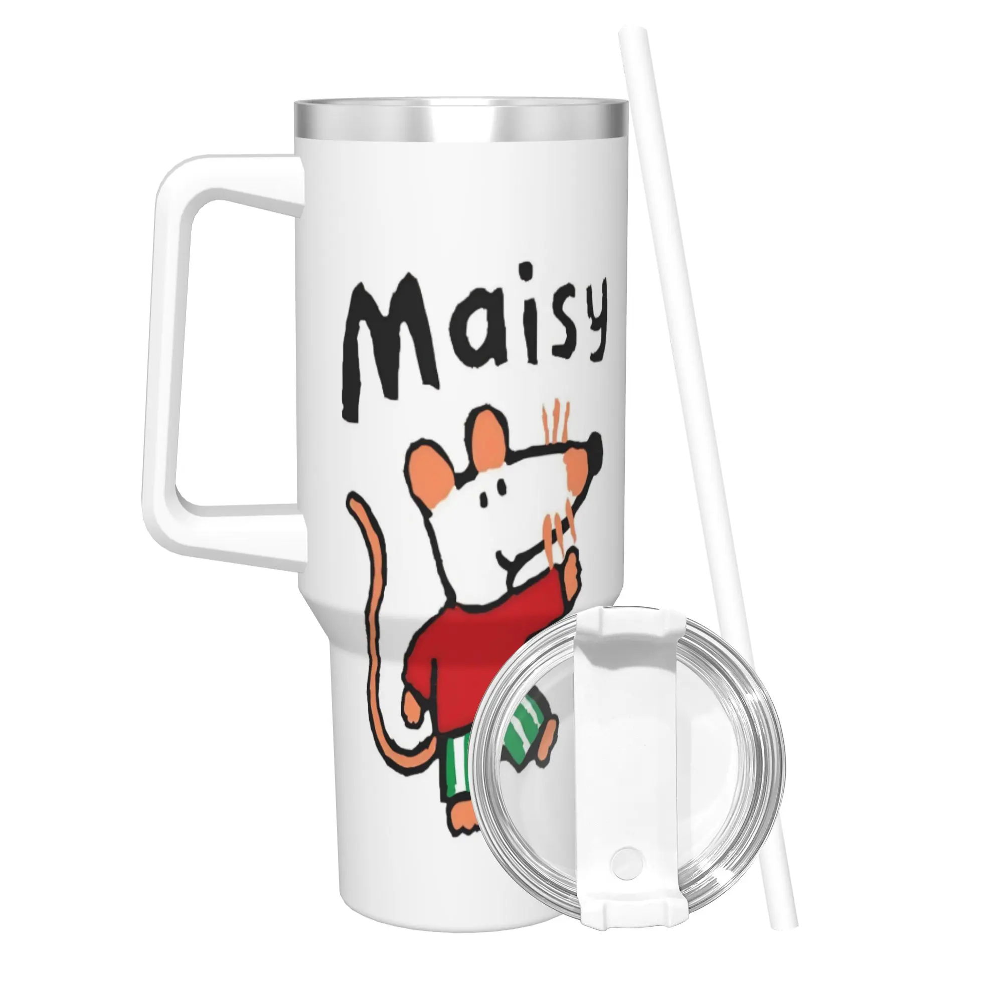 Maisy Mouse Tumbler With Straw  Stainless Steel Mugs Cup Double Wall Vacuum Insulated for Cold Or Hot 40oz