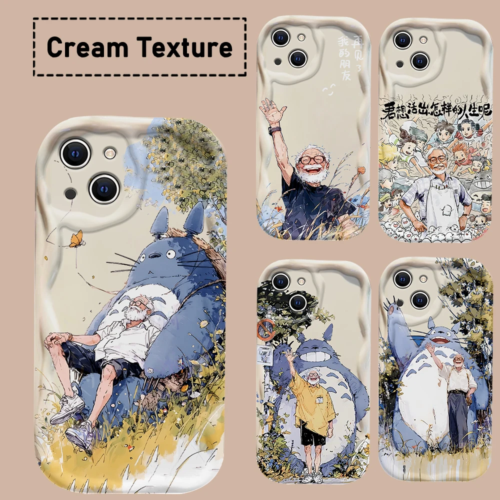 Hot Cartoon 3D Wave Case For iPhone 15 14 13 12 11 Pro Max Mini X XR XSMAX 8 7 6S Plus Cute T-TOTOROS Soft Silicone Cover