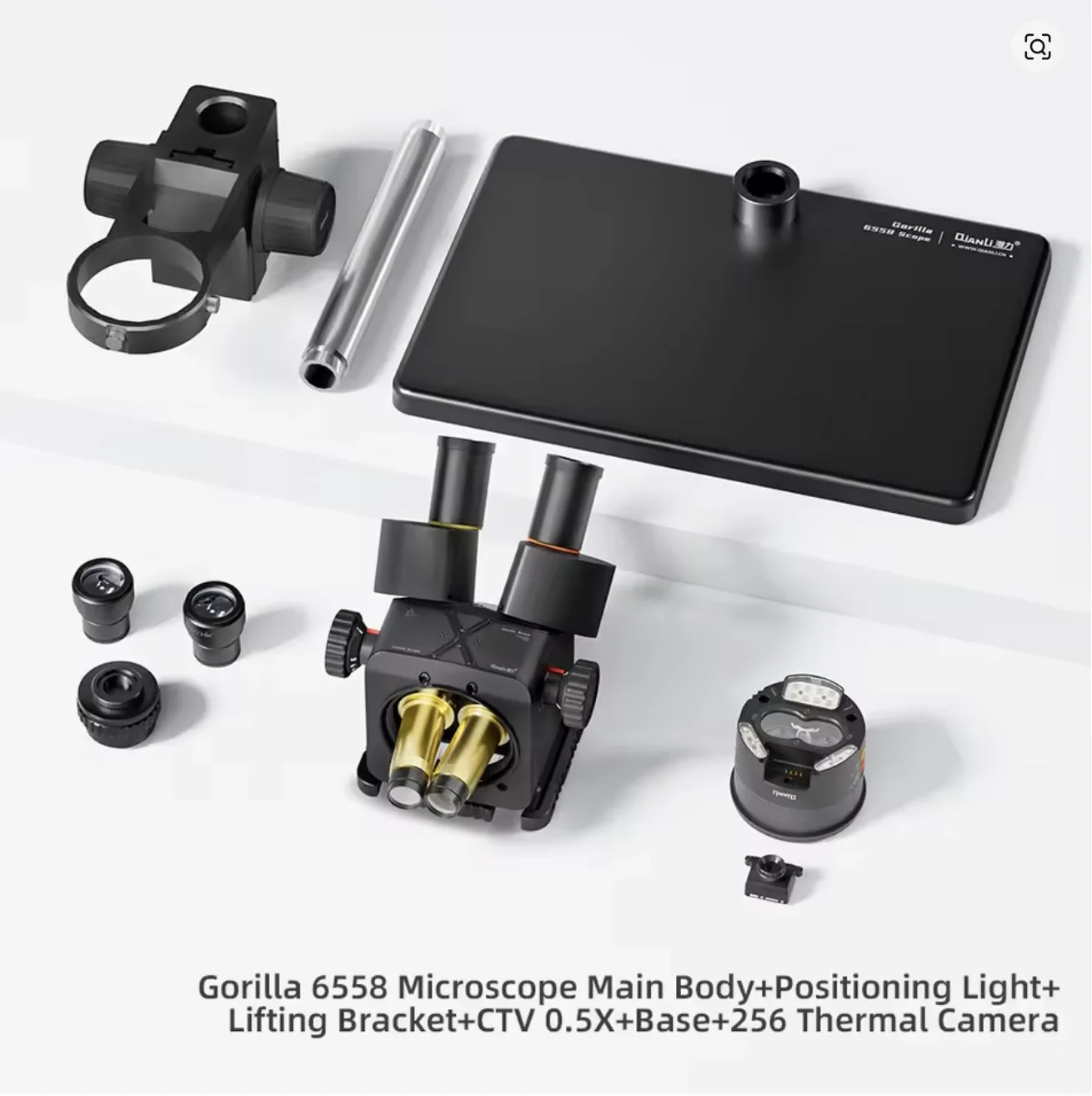 

QianLi 6558 Gorilla Trinocular Focus-adjustable Refractive Microscope 6.5X~58X High-definition For Repair Experiment Medicine