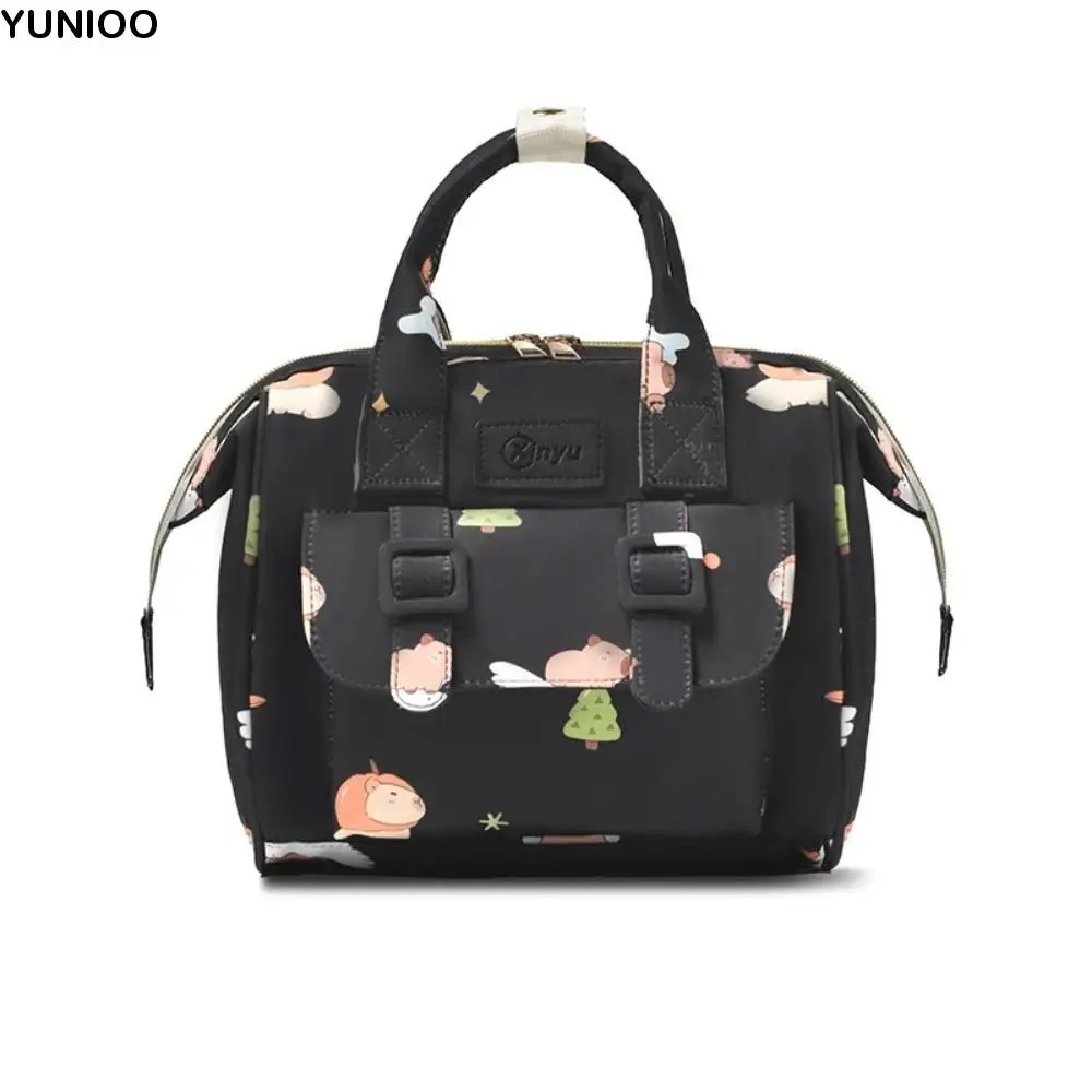 Plecak dla mamy z nadrukiem kreskówkowym, wielofunkcyjny, wytrzymały materiał, plecak podróżny, wzór dla przyszłej mamy, odporny na zużycie, torba do karmienia piersią.