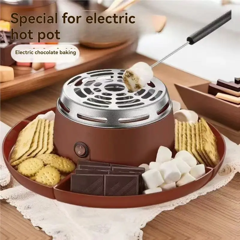 صانع S'mores الكهربائي الداخلي على سطح الطاولة - مجموعة Smores مع تحميص الخطمي - لوازم ليلية للفيلم بمقبس الاتحاد الأوروبي #3