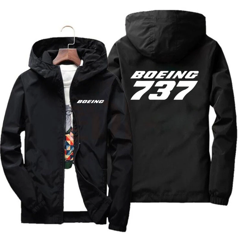 Wind breaker Jacken Herren Kapuzen jacke Sportswear Bomber jacke Mode lässig Männer Jacken Mäntel Outwear Boeing 737 Print Jacke