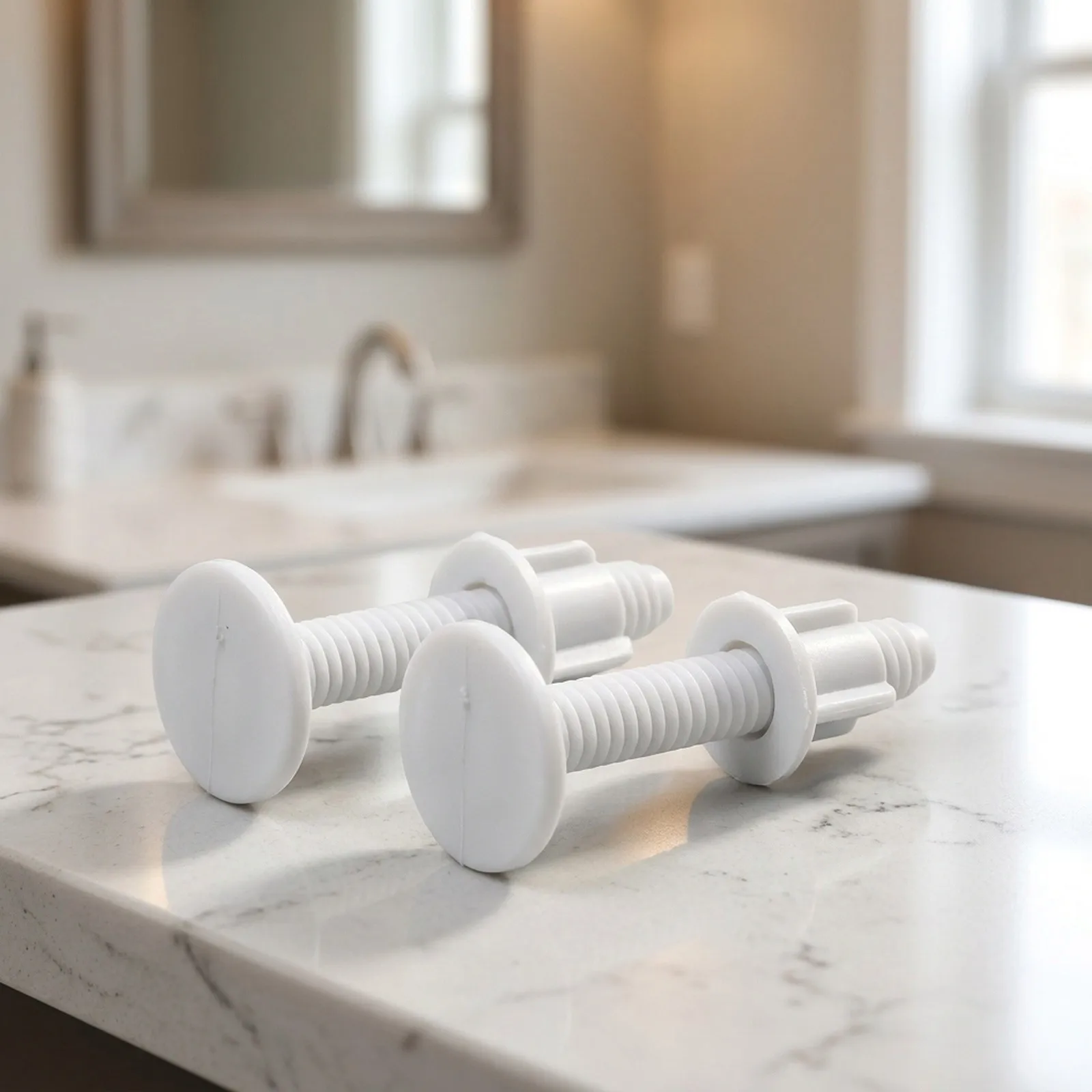 Bathroom Toilet Lid Screw White 2PCS Easy To Install Excellent Toughness Smooth for surface 60*30mm Aging  Bathroom