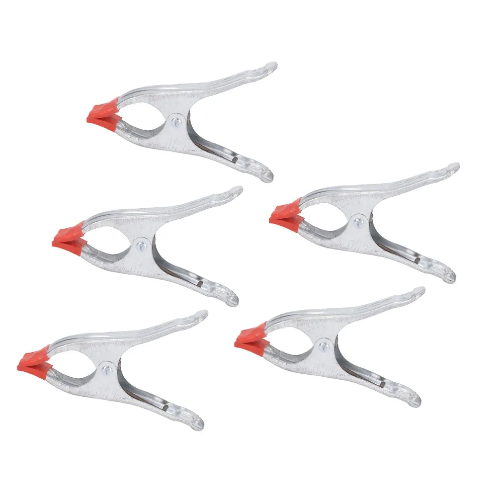 5Pcs Heavy Duty 7 In Spring Clamps Galvanized Iron Rubber Grips A Shape Clips Silver Red Heavy Duty Clamps For Tarpaulins