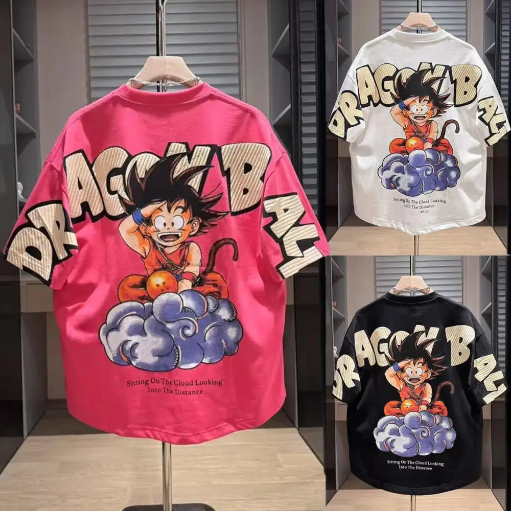 

Dragon Ball Z Anime T-Shirt Men's Style Pure Cotton T-Shirt Fashion Trend Cartoon Son Goku Printing Loose Leisure Tops Gift