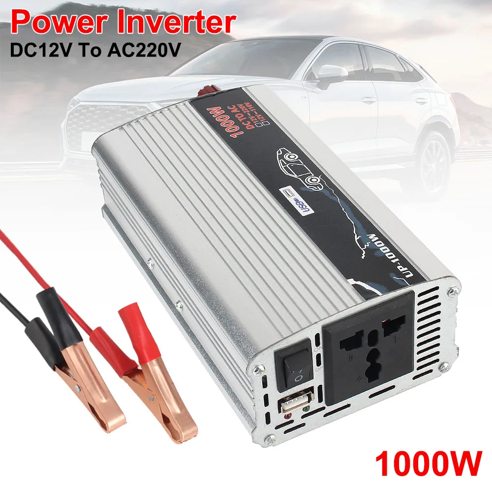 Electronic Voltage Transformer for Car Home Laptop Truck 12V to 110V 220V Pure Sine Wave Power Inverter 1000W