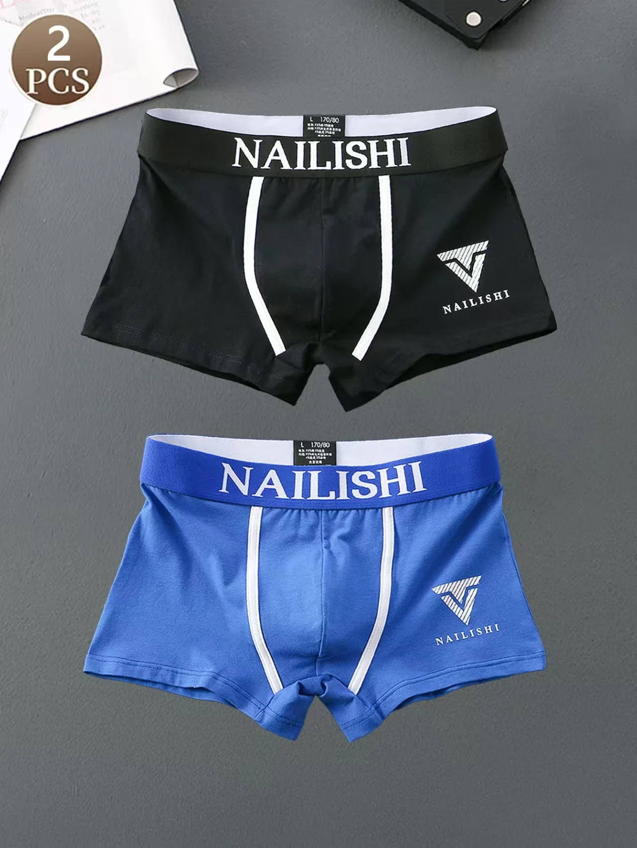 

2 шт., мужские хлопковые трусы, модные и удобные боксеры, мужские бесшовные шорты со средней талией и четырьмя углами