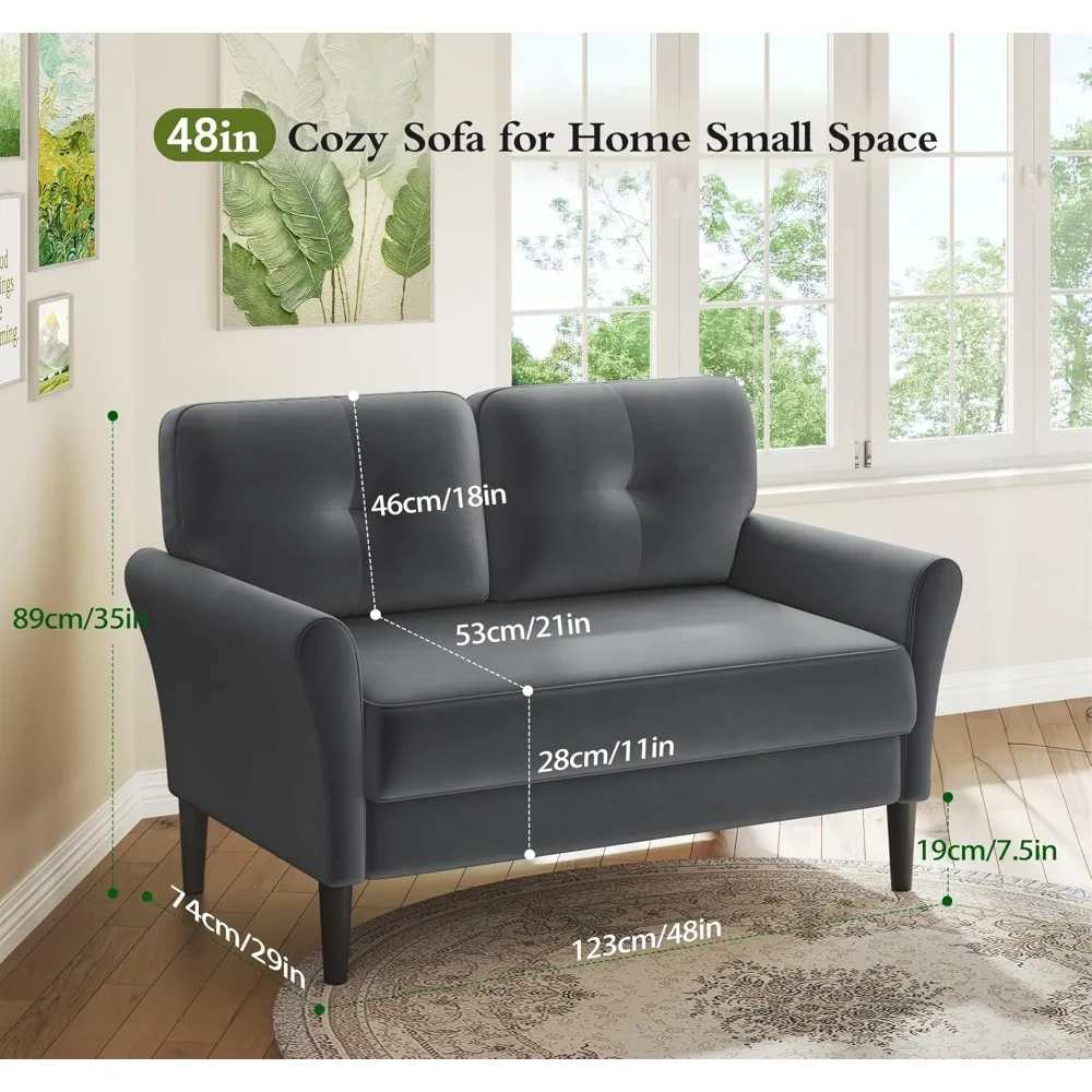 أريكة مخملية مدمجة بمقعدين، 48 مقعدًا عميقًا، أريكة مريحة لغرفة النوم، 21 مقعدًا، خيارات جلوس مريحة