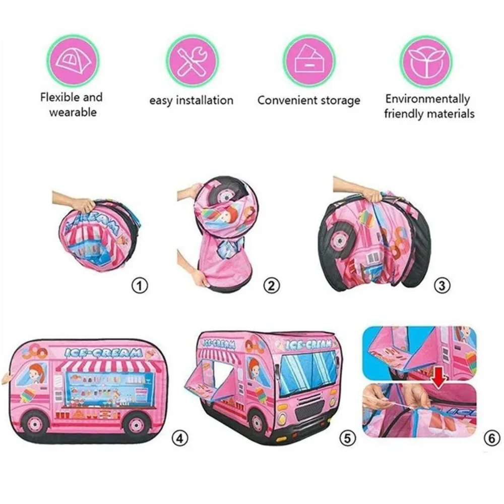Tente de crème glacée pliable pour enfants, jouets robustes, tente de jeu pour enfants avec sac de transport, maison de jeu pratique pour salle d'enfant