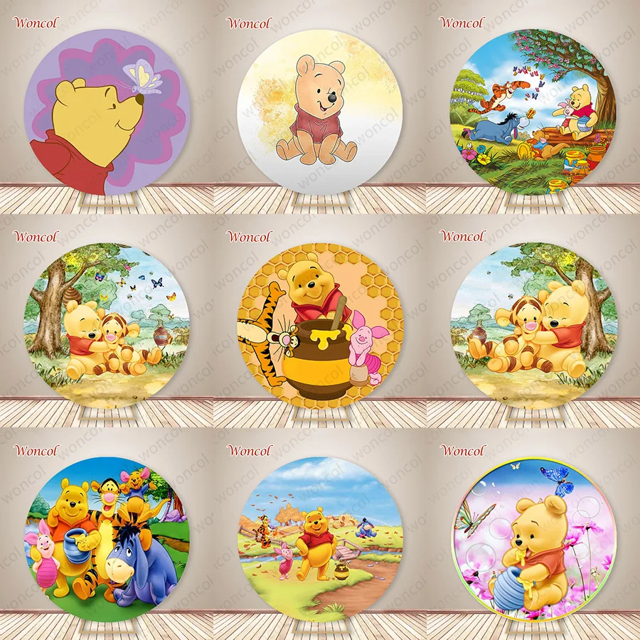 Pooh Birthday Circle Backdrop Pooh Tigger Piglet Eeyore Birthday Backdrop Personalized Winnie The Pooh Round Cover Party Prop