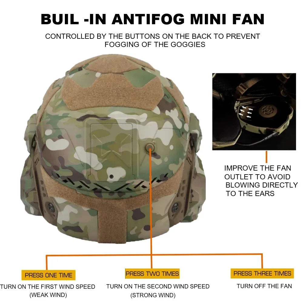 Tactical Assault Airsoft Helmet II with Mask Headset Anti-Fog Fan NV Stand Hunting Paintball casque Airsoft Equipment