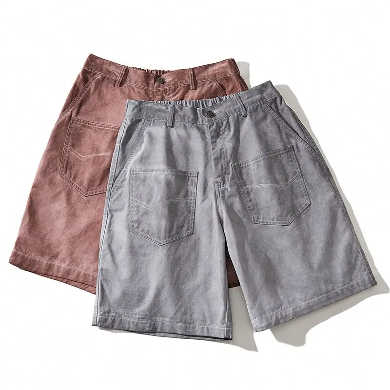 ผู้ชายฤดูร้อนStreetwearล้างผ้าฝ้ายVINTAGEสกปรกแฟชั่นหลวมสบายๆPLUSขนาดกางเกงขาสั้นCityboyสั้นกางเกง