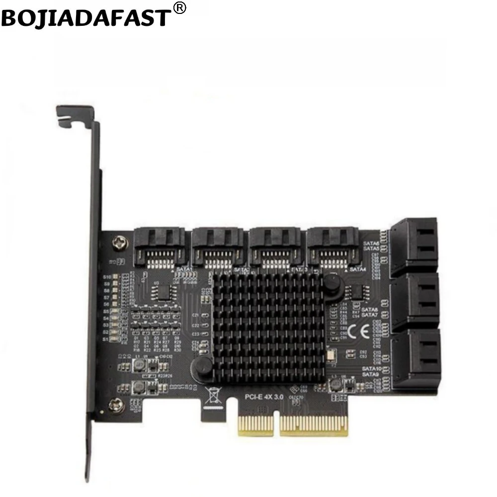 PCIe X4 PCI-E 3.0 4X To 10 * SATA 3.0 7PIN Connector Adapter Expansion Riser Card 6Gbps for HDD Hard Disk Drive