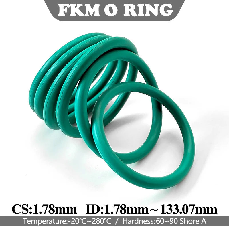 Уплотнительное кольцо Viton FKM зеленое, 1.78мм, ID 1.78-34.65мм, термостойкая фторкаучуковая прокладка для автомобильных гидравлических и механических деталей
