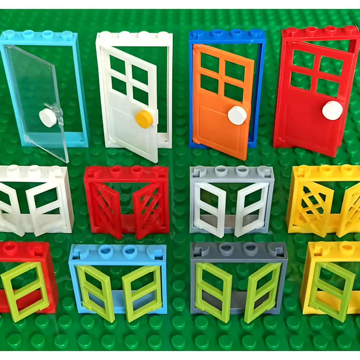 Compatible Mini Bricks Bulk Doors, Windows Architecture Parts for City Building DIY House Street Scenes Small Particle Mixed