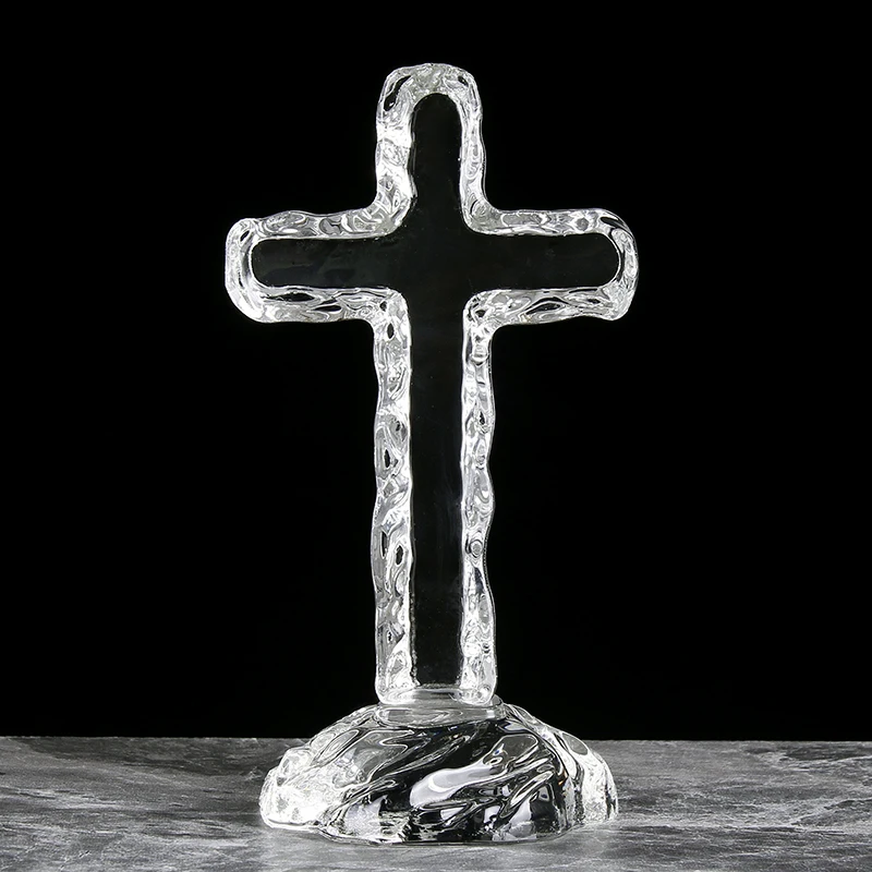 K9 Crystal Glass Cross Figurine Christ Catholic Decoration Church Christening Baptism Favors Gifts Home Decor