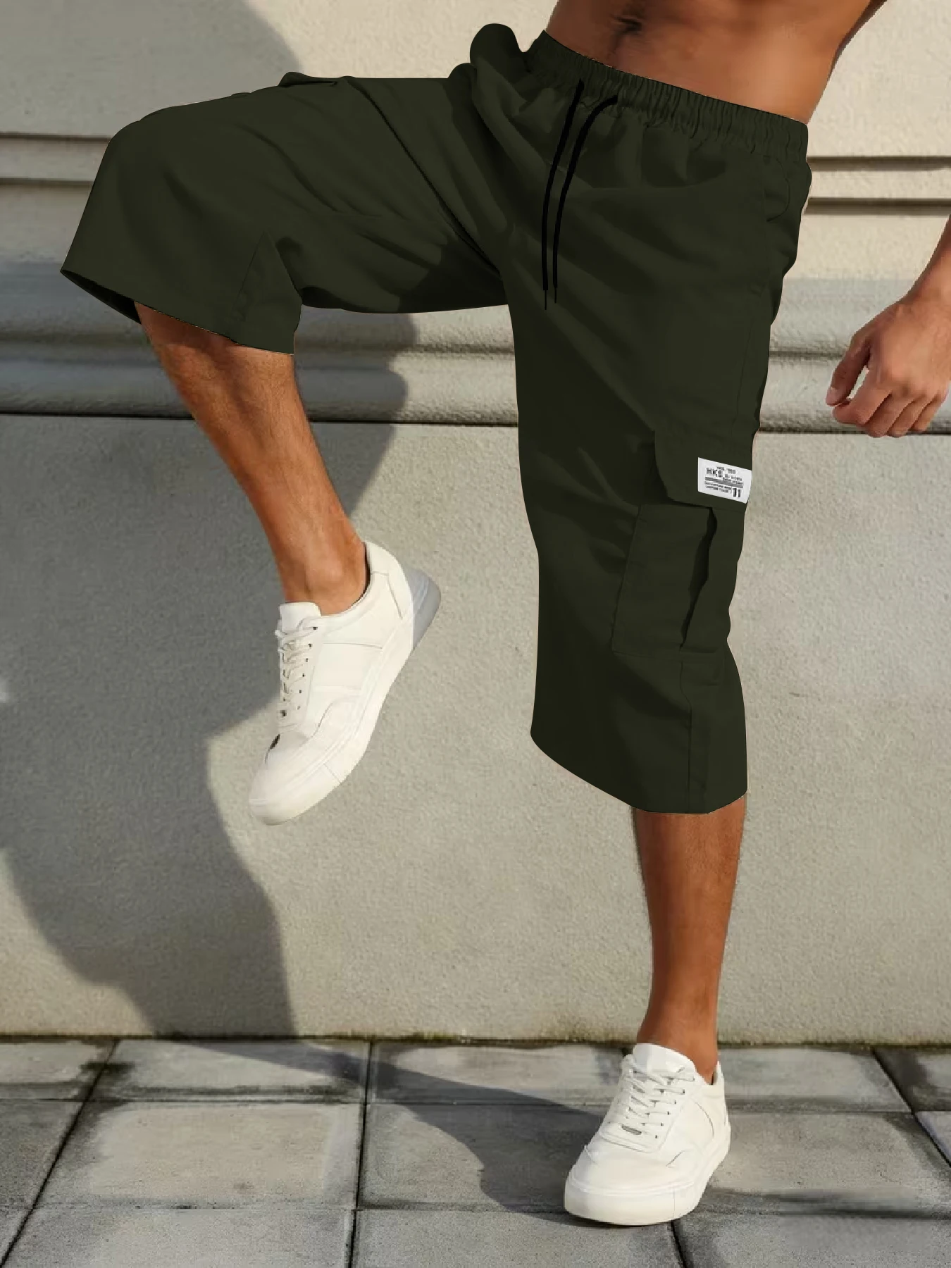Herren-Shorts, Freizeit-Jogginghose mit mehreren Taschen, gewebte, elastische, weiche und bequeme, einfarbige, schlichte Hose für Outdoor-Sportarten – Detail 16