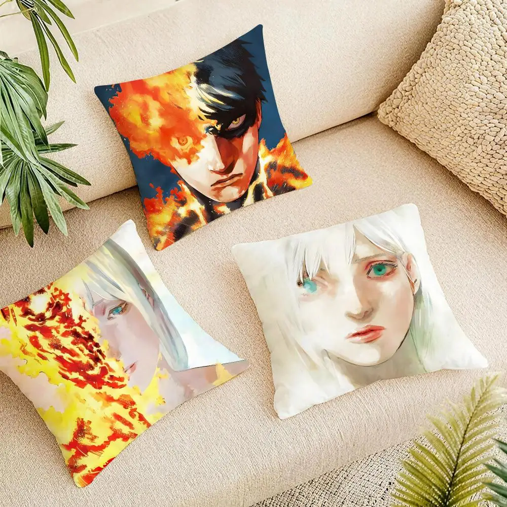 Anime F-FIRE PUNCHS Cushion Cover Organic Linen Square Pillow Case Durable Non-Allergenic And Kind To Skin