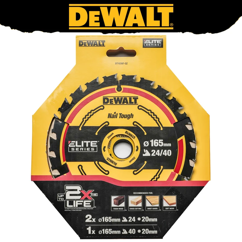 DEWALT DT10397 Circular Saw Blade Set 3-Pack 2x165 24T/1x165 40T Ultra-Sharp Carbide Teeth Woodworking Cutting Tool Accessories
