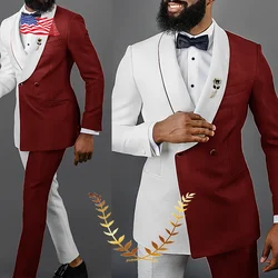 Traje de bloque de Color para hombre, esmoquin de boda, de 2 piezas traje elegante, ropa de fiesta Formal, Blazer de moda con cuello de fruta verde