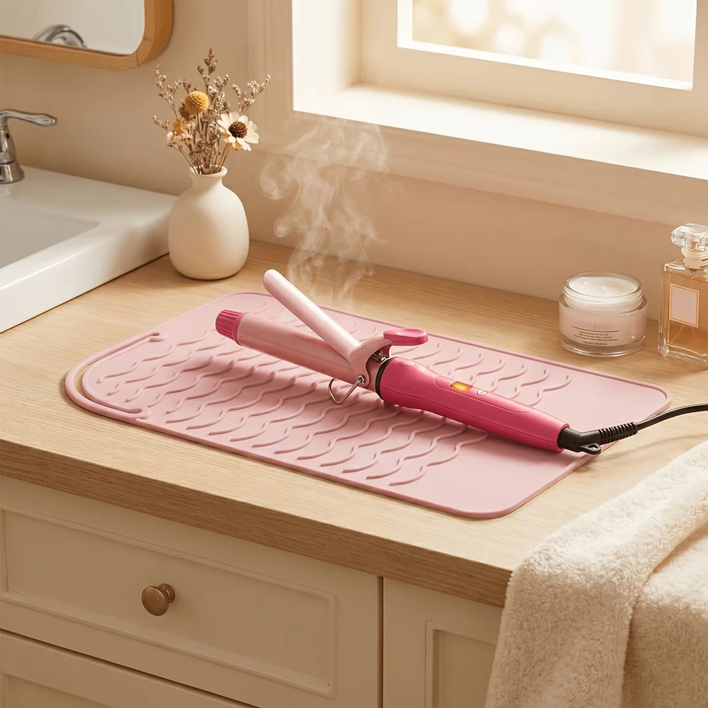 Heat-Resistant Pad for Curling Irons, Foldable Portable Hair Styling Tool Storage Bag, Anti-Scalding Heat Insulation Pad for Hair Straighteners, Desktop Anti-Scalding Heat Insulation Pad