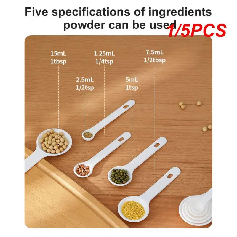 1/5PCS Household Milk Powder Seasoning Spoon Baking Cake Weighing Tool Home Kitchen Cooking Tools 5-in-1 Modern Minimalist