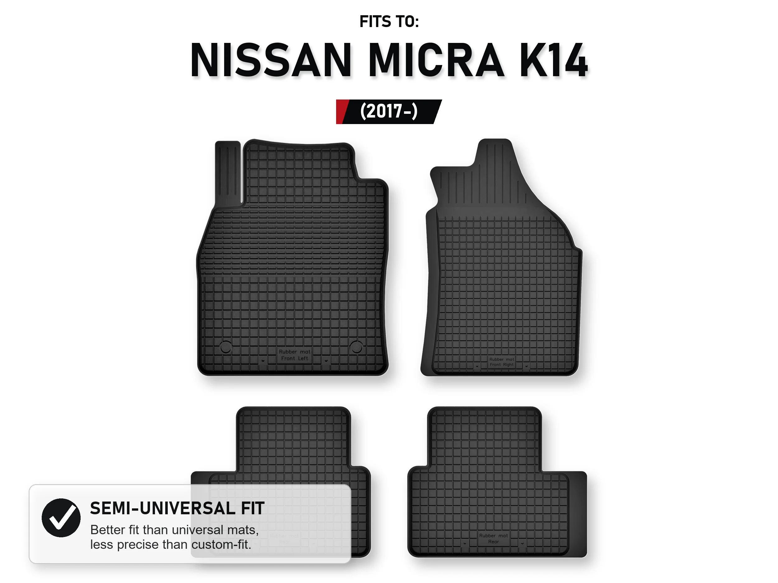Image of Gummimatten, Tablettform, für: Nissan Micra K14 2017- Schrägheck, 4 Stück