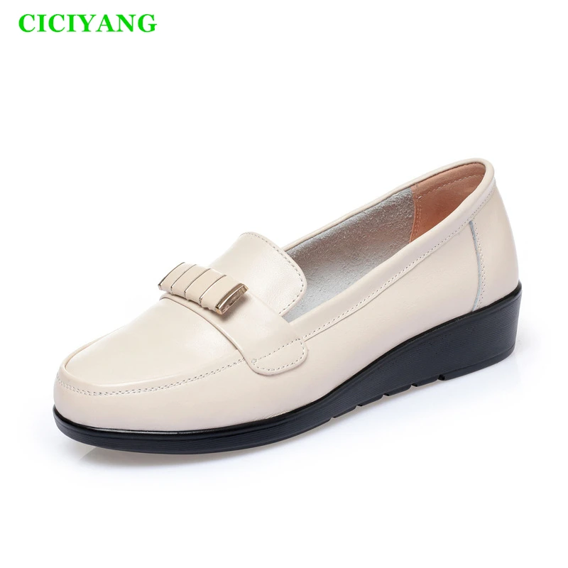 

CICIYANG Genuine Leather Single Shoes For Women 2024 New Autumn Ladies' Comfortable Soft Bottom Flat Shoes Plus Size 42 43