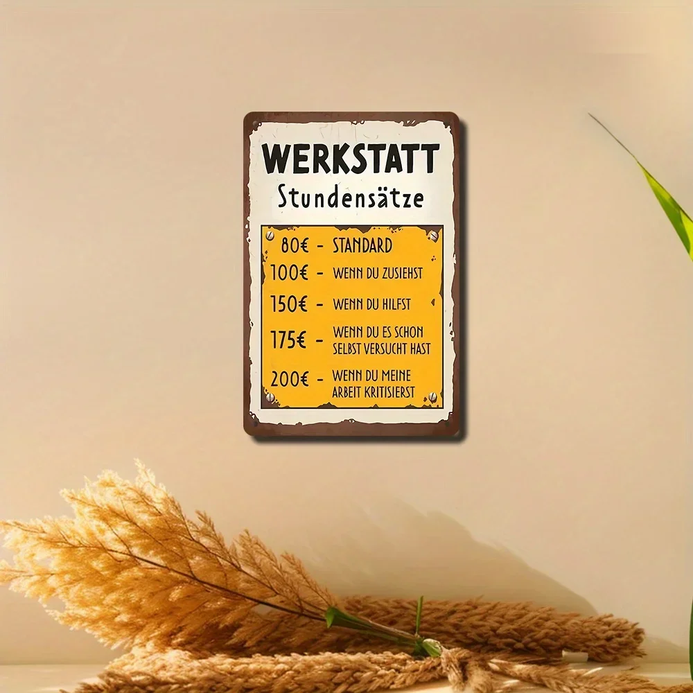 Metal Plaque Reading 'Hourly Studio', Ideal for Festive, Fitting for Cabins, Eateries, Coffee Shops, Residences, Workshops