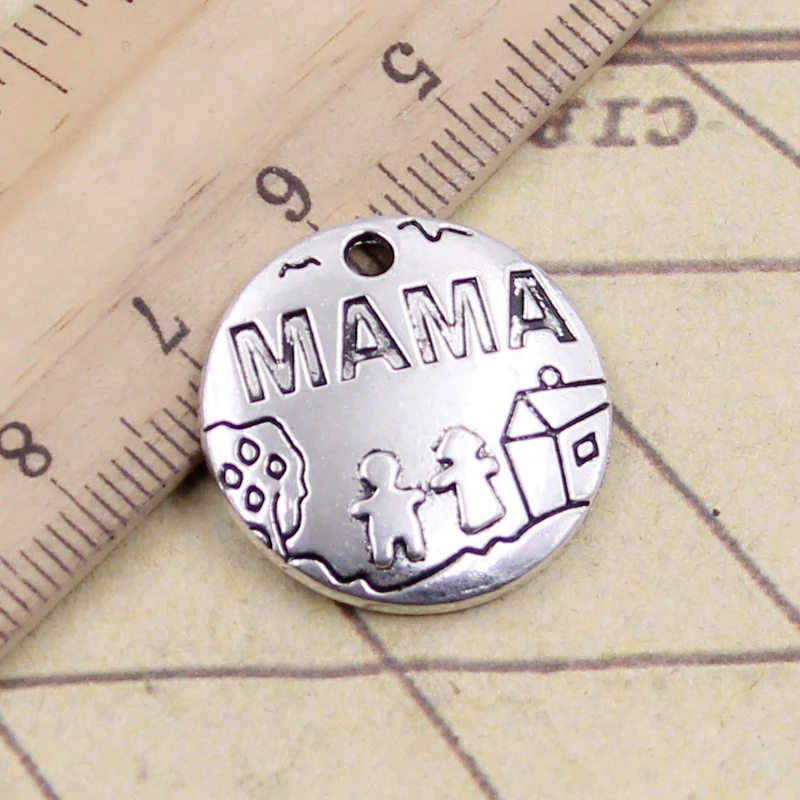 10pcs Charms Mama Children Home 22x22mm Tibetan Silver Color Pendants Antique Jewelry Making DIY Handmade Craft