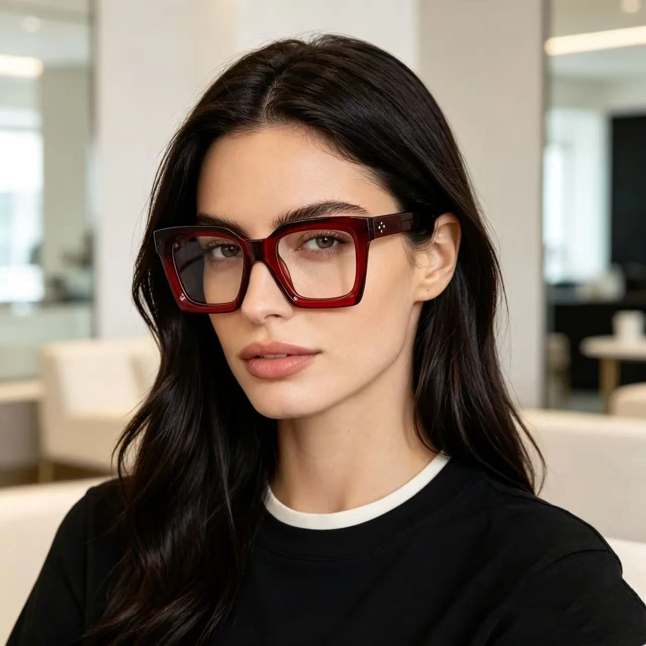 Trendy Retro Geometric Acetate Reading Glasses Prescription Myopia Spectacle Presbyopia for Men And Women