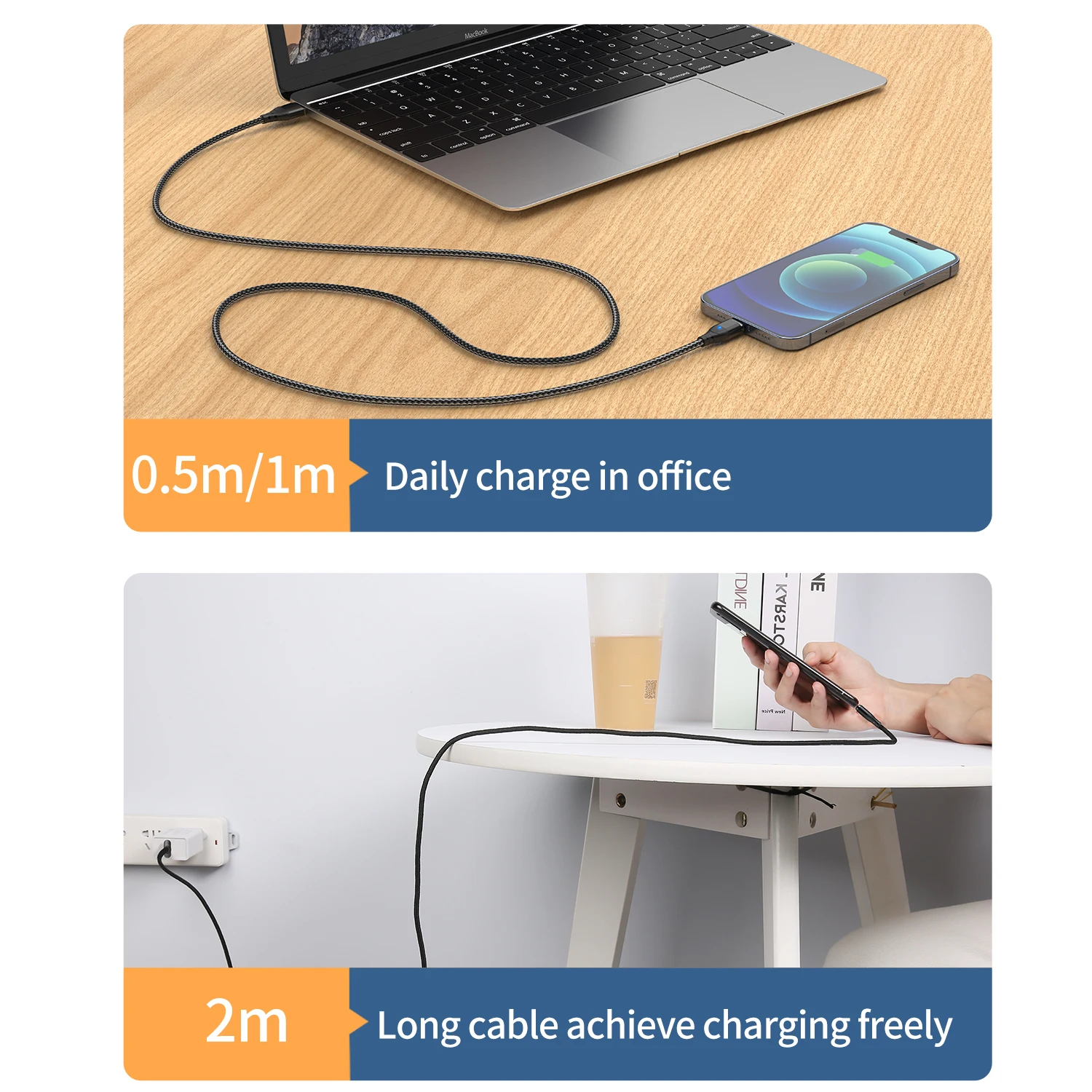 Magnetic Cable Fast Charging Micro USB Type C Cable For iPhone 15 14 Samsung Xiaomi Realme Oneplus LED Mobile Phone Data Cord