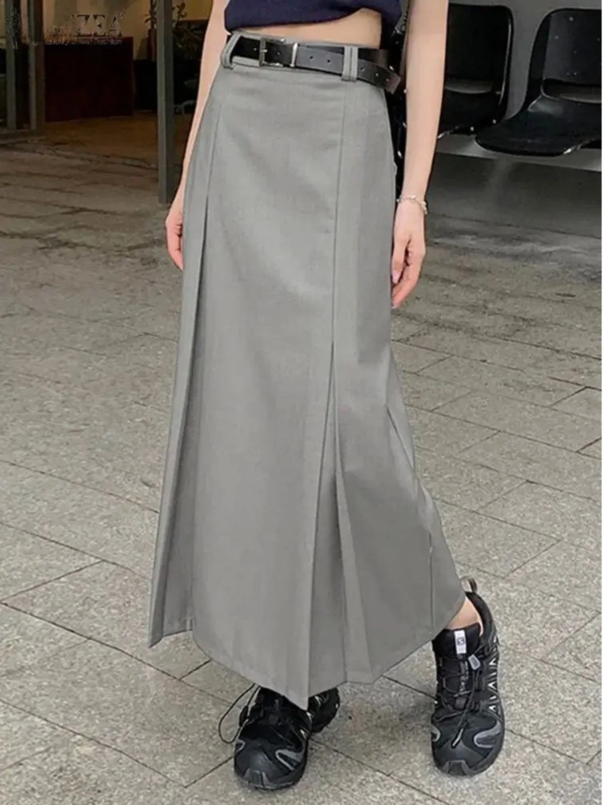 Falda pada nea estilo preppy, falda para mujer, falda midi estilo urbano, falda de corte en A de ajuste están, fi...