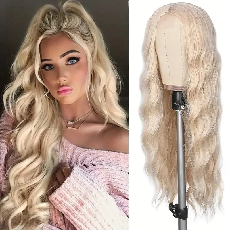 Long curly wig lace in long curly hair temperament fashion white high temperature silk simulation wig female full head cover