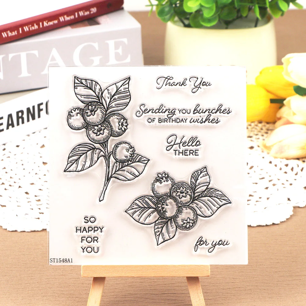 

Черничные пучки, прозрачные прозрачные штампы и металлические штампы для рукоделия, украшения для скрапбукинга