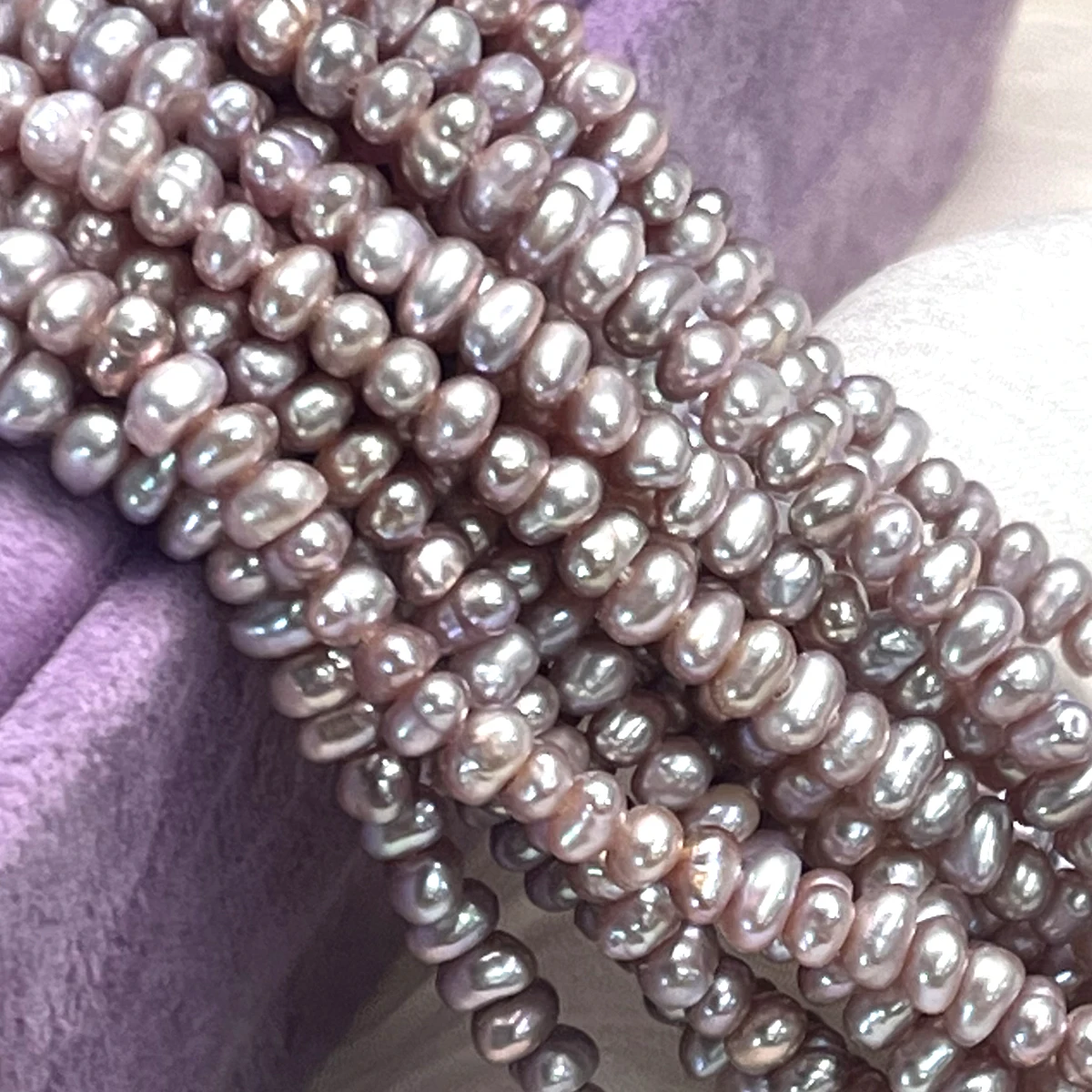 AAA 3-4mm Purple Bread Beads Semi-finished Natural Freshwater Pearl Beads for Jewelry Making DIY Necklace Bracelet Accessories