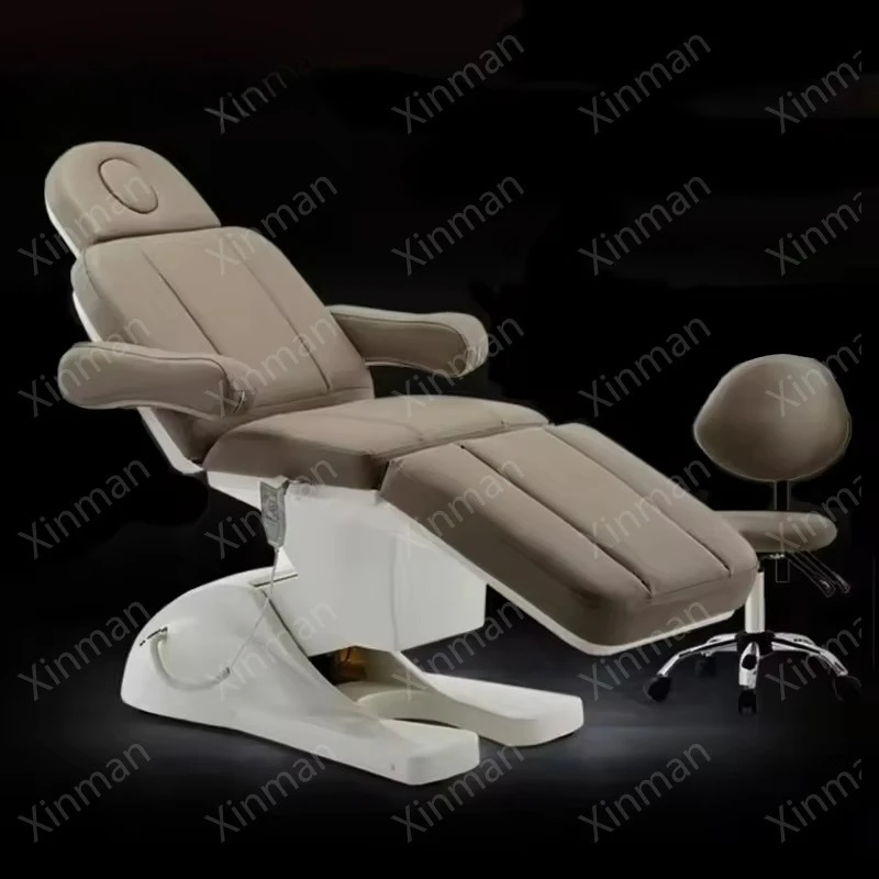 High-end brown electric adjustable 3 motor massage bed beauty facial eyelash bed lift dental examination physiotherapy bed