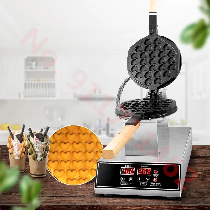 Commercial Heart Shape Eggs Bubble Waffle Maker Machine 110V 220V Non-stick Eggettes Waffle Iron Cake Oven