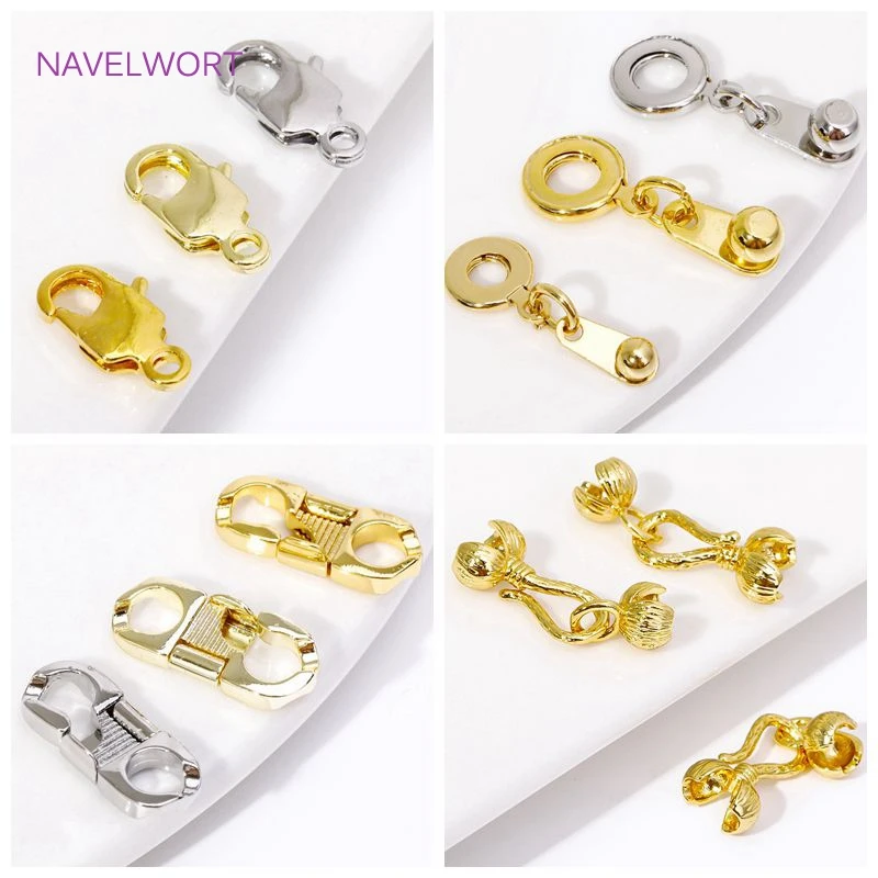 18K Gold Plated Brass Flower Design Hook Clasps,End Connectors Clasps For Jewelry Making DIY Necklaces Bracelets Accessories