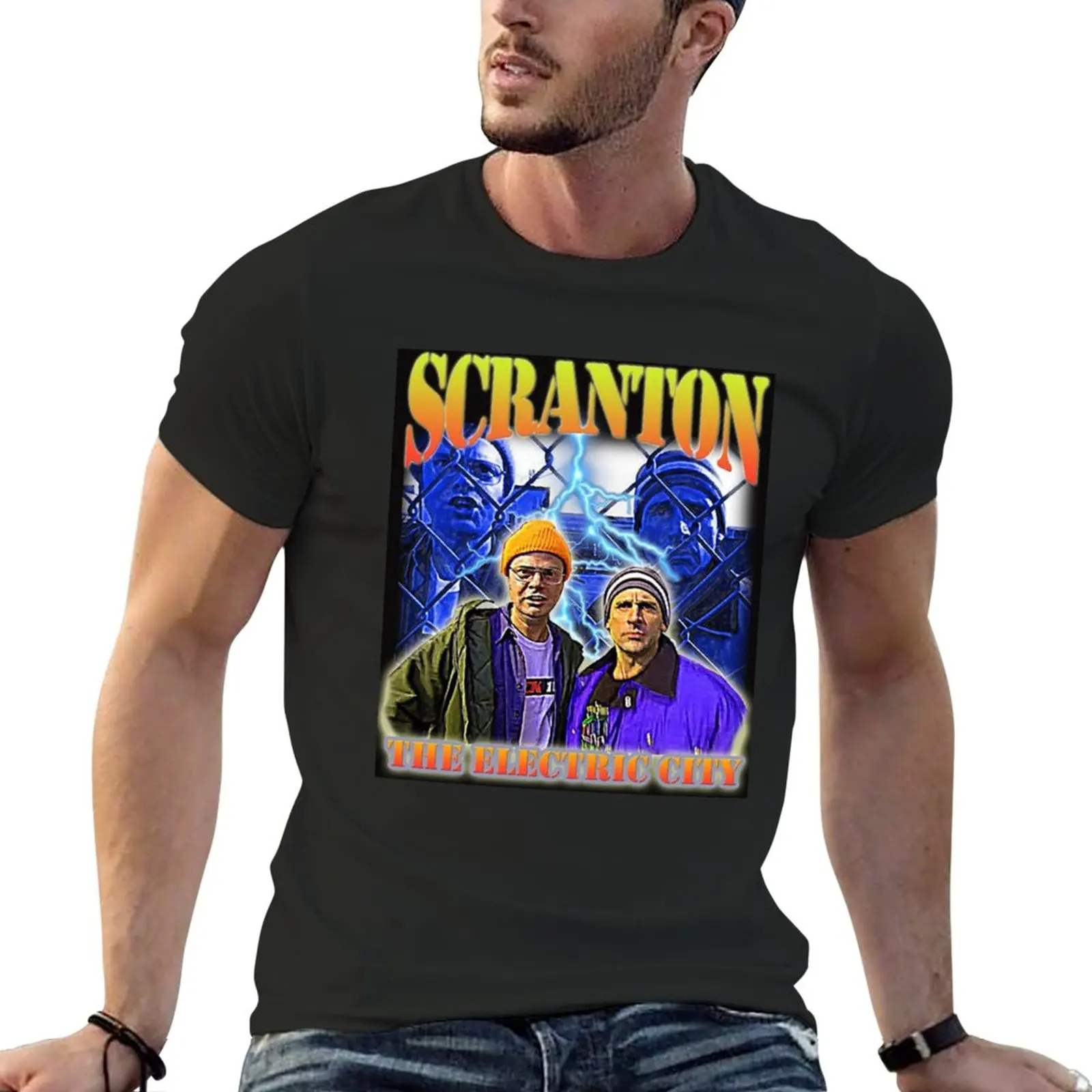 

Классическая винтажная футболка Scranton - The Electric City, футболки большого размера, мужские тяжелые футболки, мужские футболки с графическим рисунком