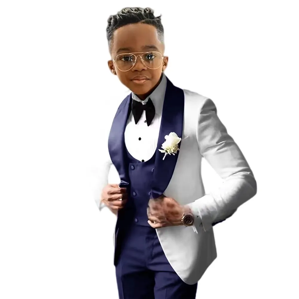 Immagine 5: Nuovo Completo da Bambino 3 Pezzi Slim Fit per Esibizioni di Pianoforte, Blazer con Risvolto a Scialle, Set Abito da Bambino per Banchetti e Feste, Taglie Forti