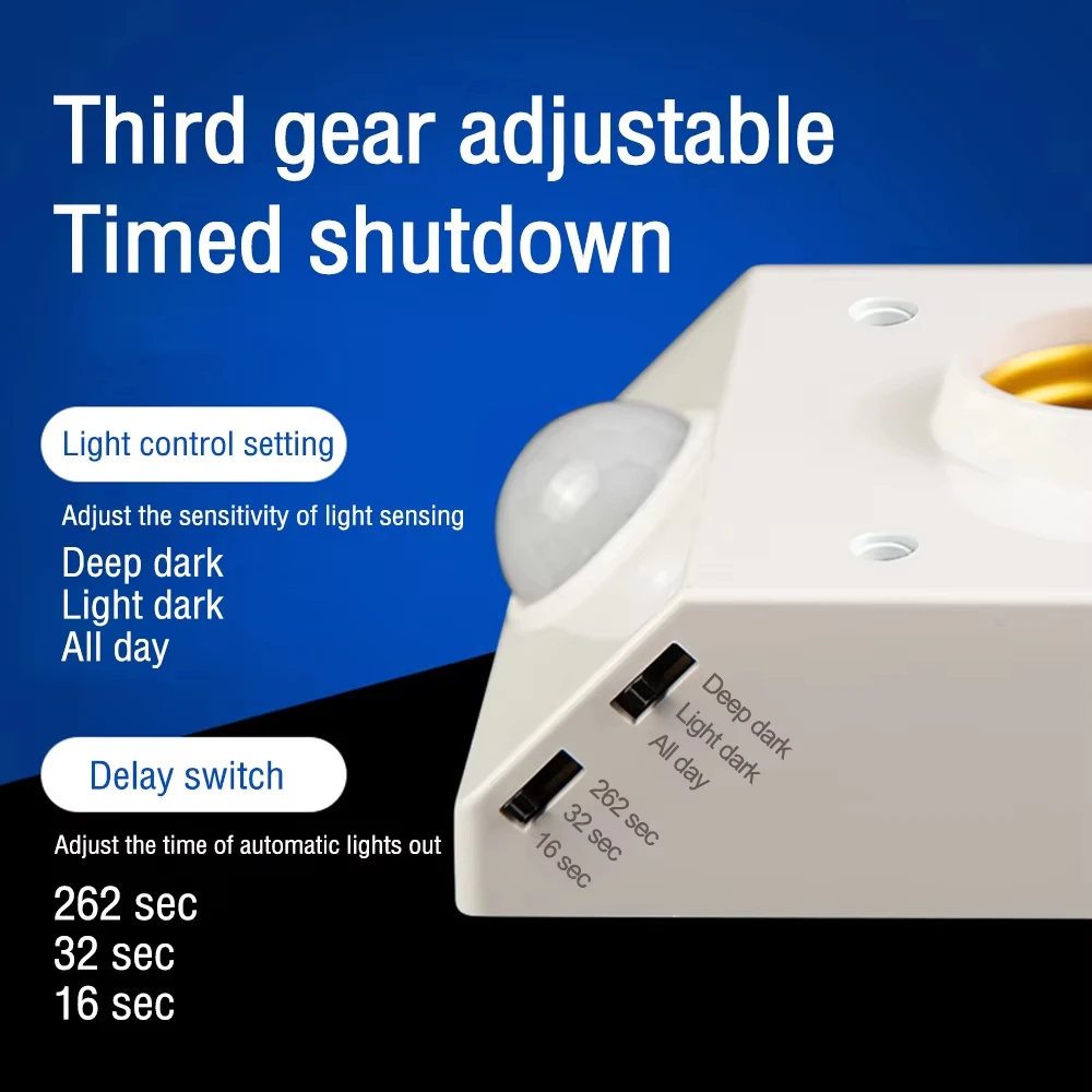 E27 Base LED AC 85-265V Automatic Human Body Infrared PIR Sensor Bulb Light PIR Motion Detector Wall Lamp Holder Socket