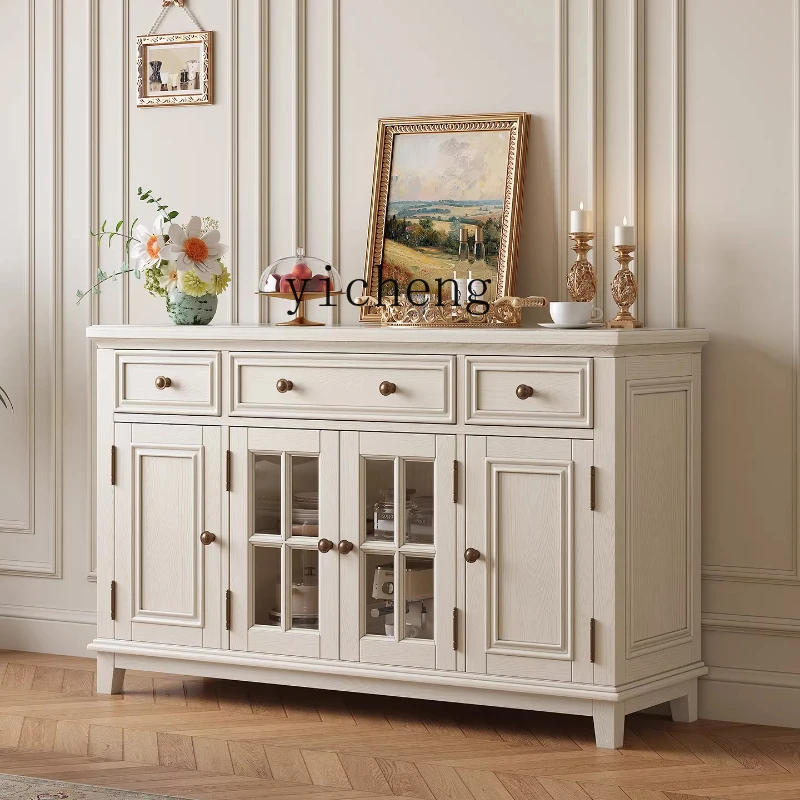 

ZK French Cream Style Dining Side Cabinet Living Room All Solid Wood Wall Locker American Home Storage Locker