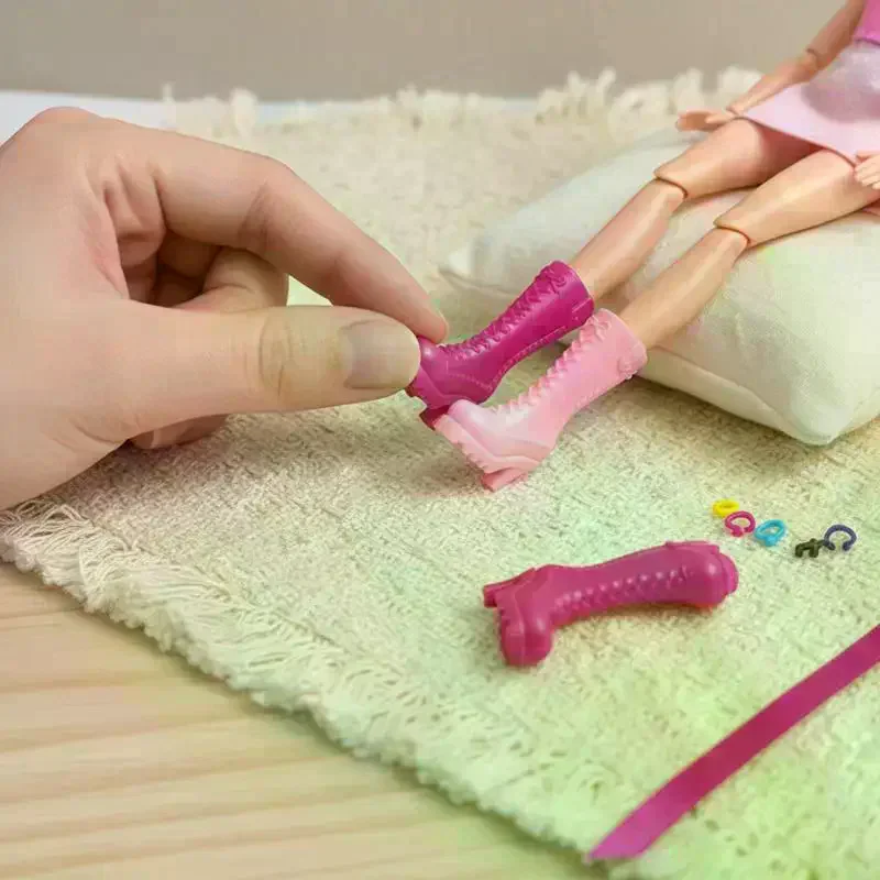 1 Pair DIY Dressing Toy Parts Colorful 1/6 Scale Female Doll Shoes Long Boots Sandals Collectible Doll Accessories