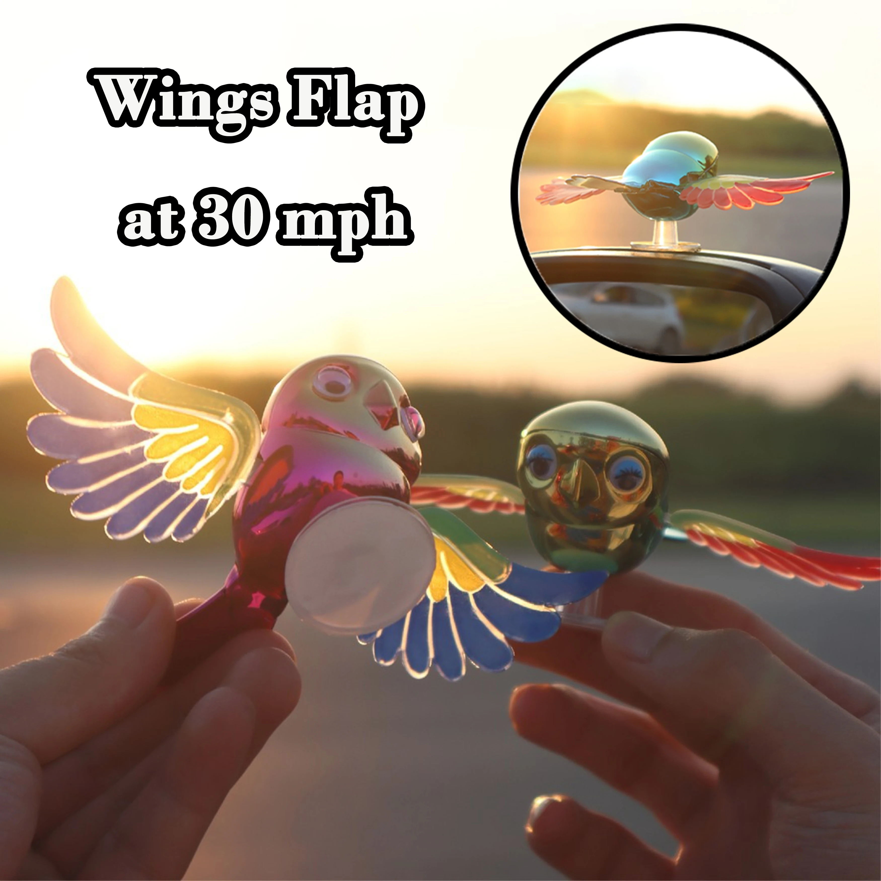 

Flying Bird Car Mirror Decoration Flapping Wings Moving Ornament Adhesive Type Creative Auto Exterior Decor Gift
