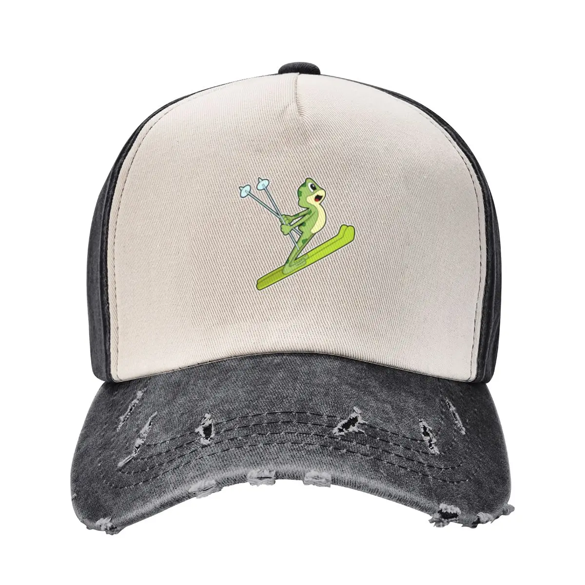 Frog as Ski jumper with Ski Baseball Cap Luxury Cap cute Women Men's